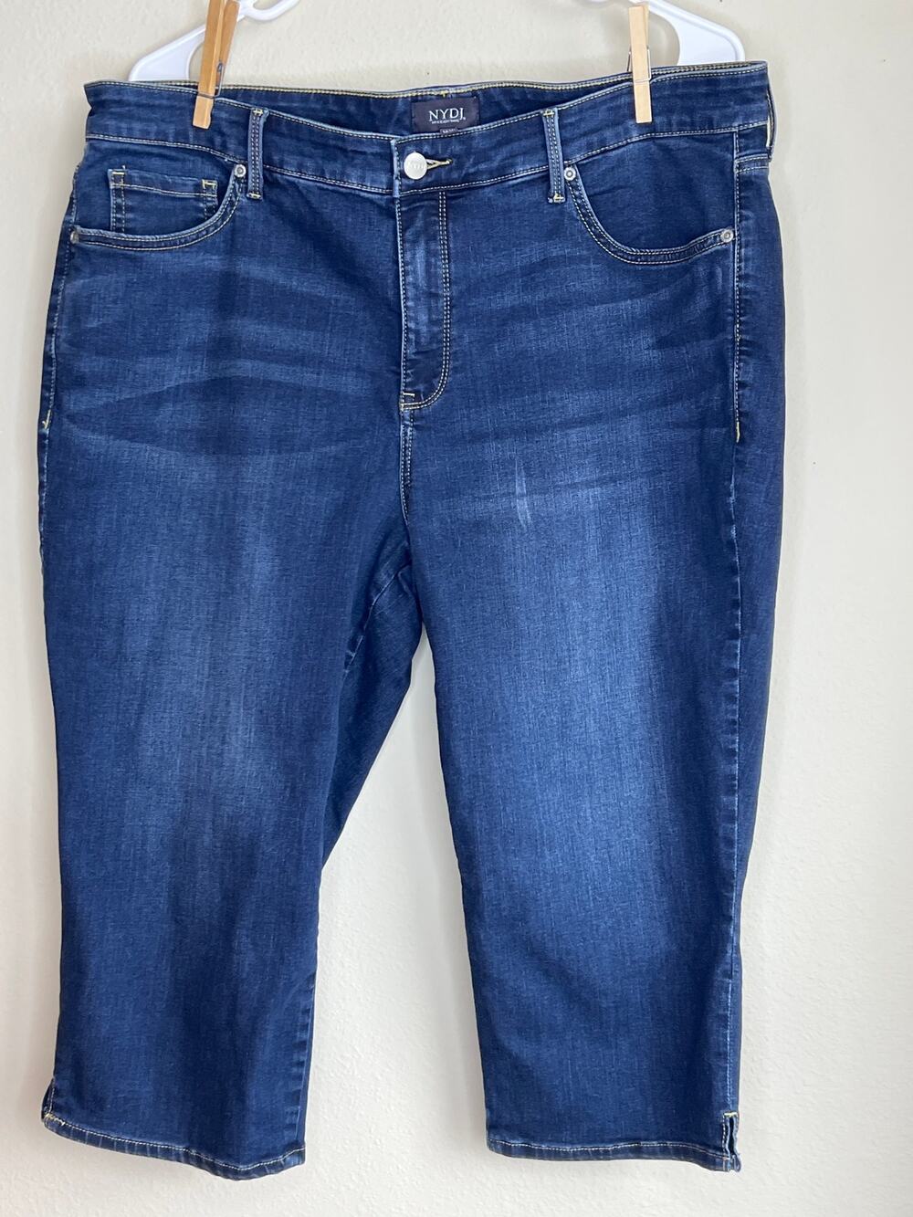 NYDJ Marilyn Cool Embrace High Rise Crop Jeans Dark Wash Blue Denim Plus 16W